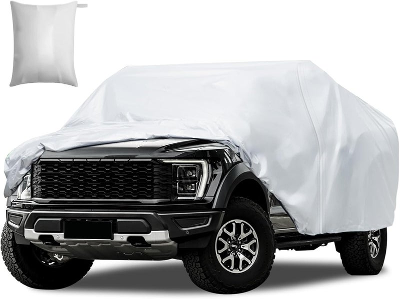 Migaven Truck Cover Waterproof All Weather, Truck Cover Custom Fit for Ford F150 Raptor Chevrolet Silverado 1500, Windproof Covers with Door Zipper, Silver (Not Include Mirror Pocket) - Image 1